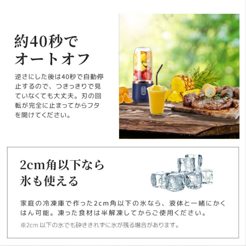 BlendyGo+ ポータブルブレンダー|コードレス・USB充電式・スムージー対応【未来雅™】