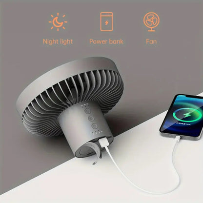 トリプルブリーズ・キャンプファン｜LEDライト・モバイルバッテリー搭載の多機能ミニ扇風機【未来雅™】